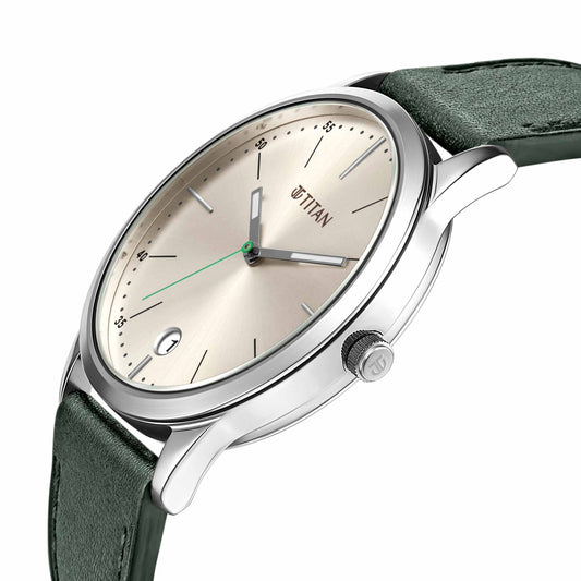 Titan Quartz Analog Leather Strap Watch for Men 1806SL07