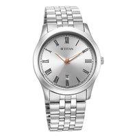 Titan Urban Analog Silver White Dial Metal Strap Watch for Men 1823SM05
