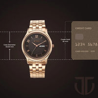 Titan Brown Dial Rose Gold Stainless Steel Strap Analog with Day and Date Watch for Men