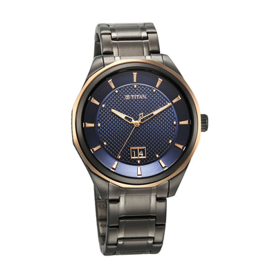 Titan Regalia Opulent Quartz Analog Silver Dial Silver Stainless Steel Strap Watch for Men