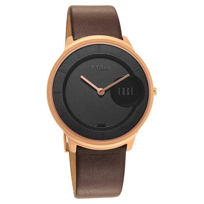 Titan Edge Black Dial Brown Leather Strap Analog Watch for Men