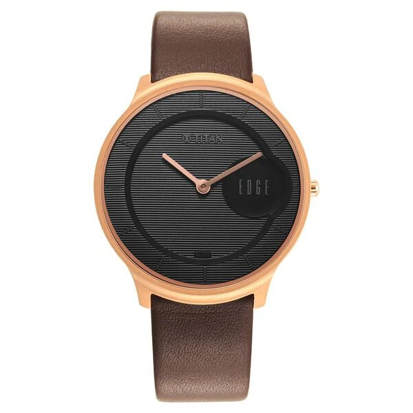 Titan Edge Black Dial Brown Leather Strap Analog Watch for Men