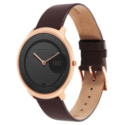 Titan Edge Slim Leather Strap Black Dial Analog Watch for Women