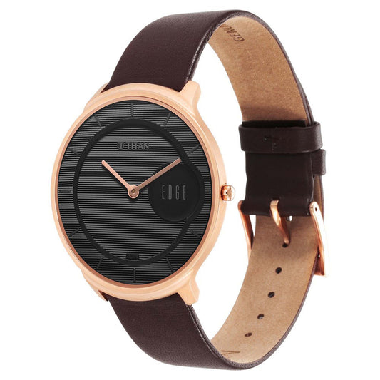Titan Edge Slim Leather Strap Black Dial Analog Watch for Women