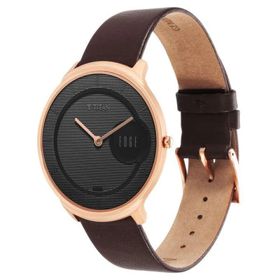 Titan Edge Black Dial Brown Leather Strap Analog Watch for Men