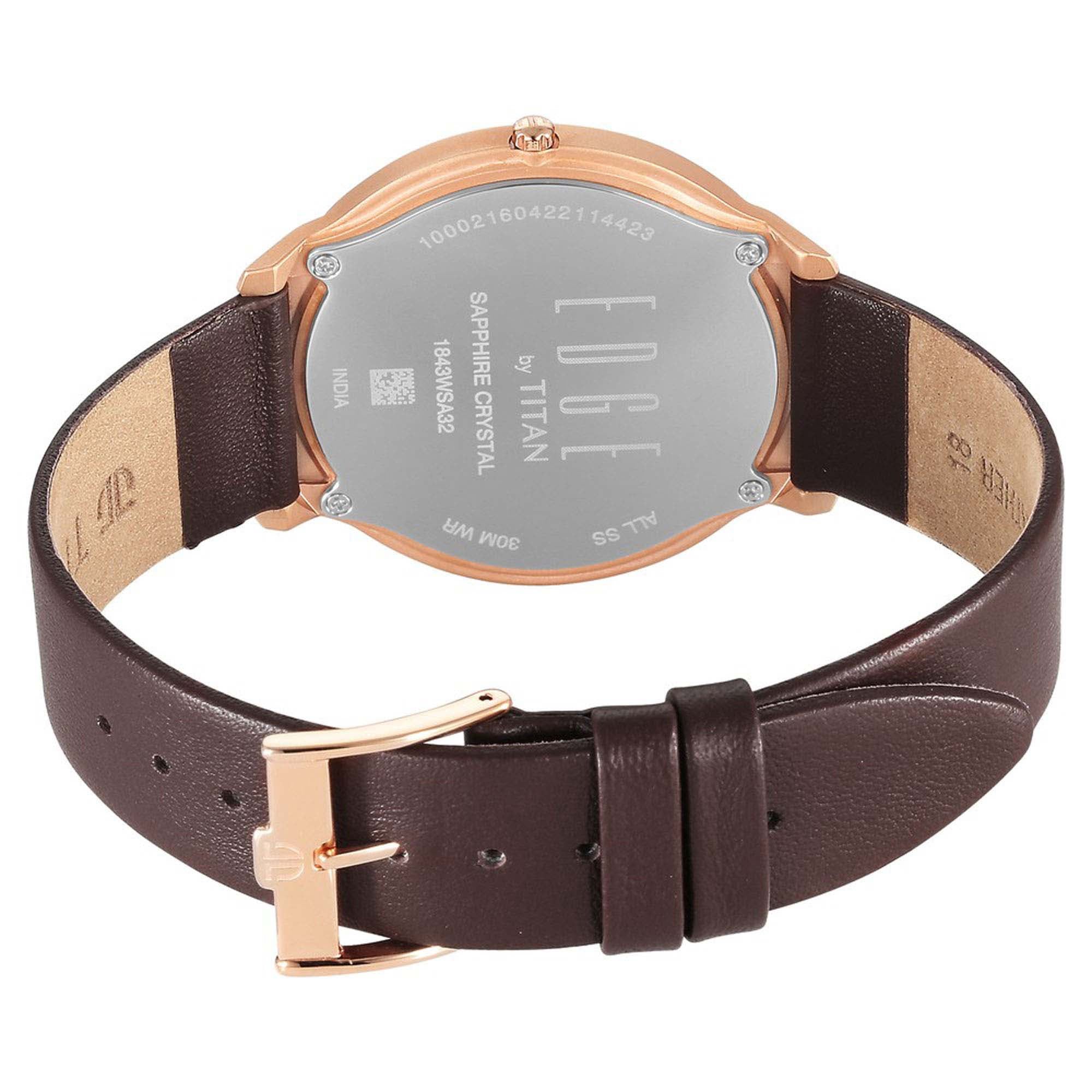 Titan Edge Slim Leather Strap Black Dial Analog Watch for Women
