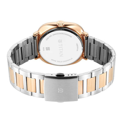 Titan Shaped Case Silver White Dial Metal Strap Watch