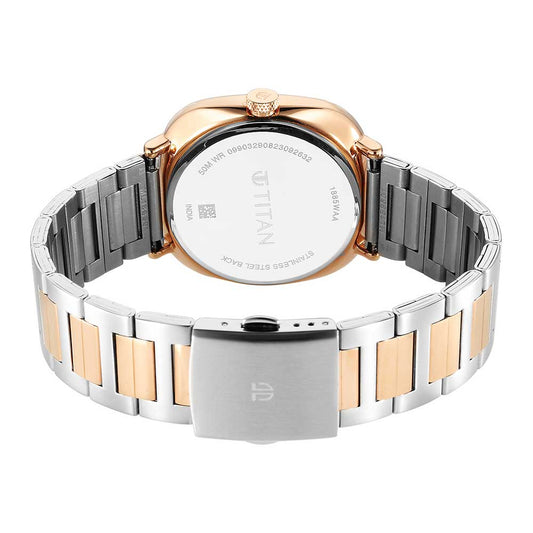 Titan Shaped Case Silver White Dial Metal Strap Watch