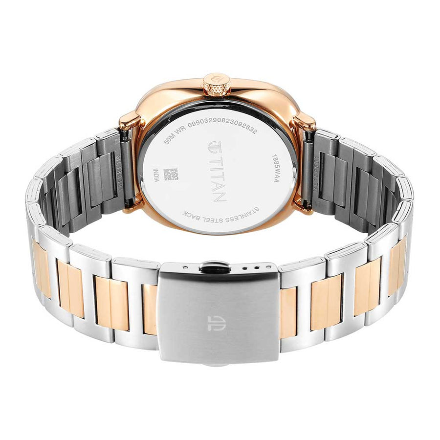 Titan Shaped Case Silver White Dial Metal Strap Watch