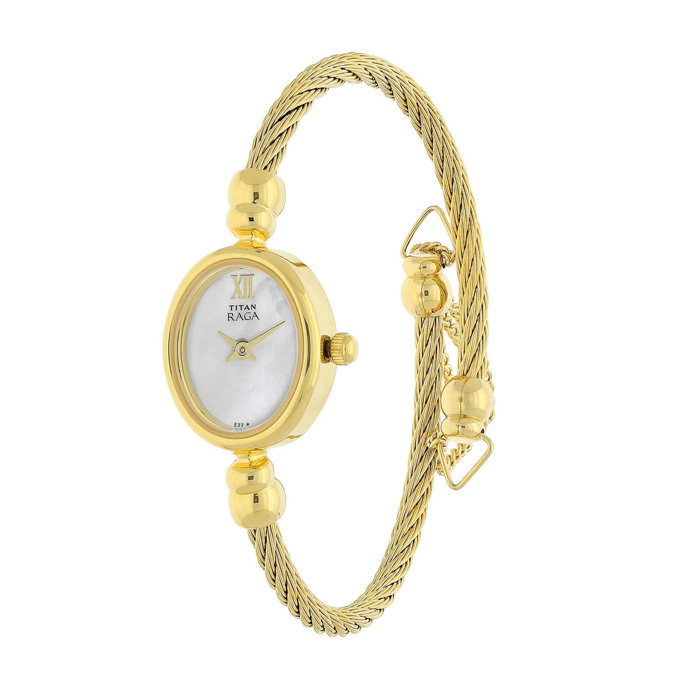 Titan Raga White Dial Analog Stainless Steel Strap watch for Women