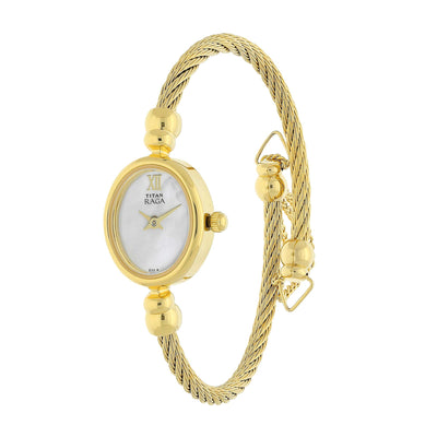 Titan Raga White Dial Analog Stainless Steel Strap watch for Women