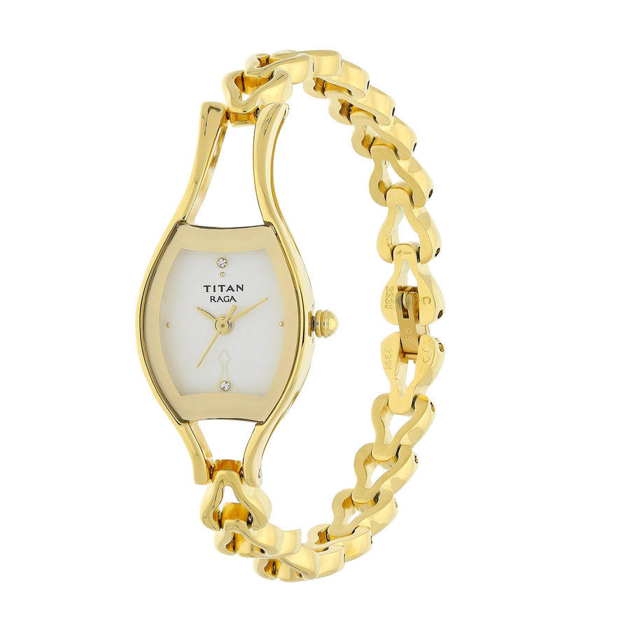 Titan Quartz Analog White Dial Watch for Women