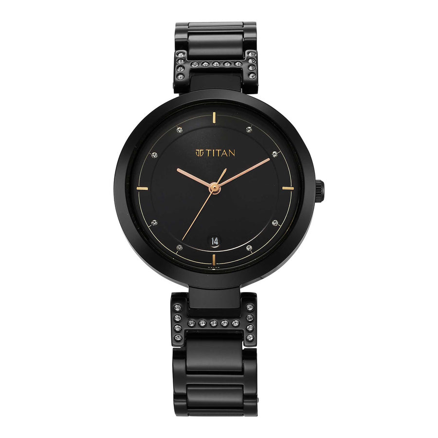 Titan Women Brass Round Shape Watches(2480NM02)