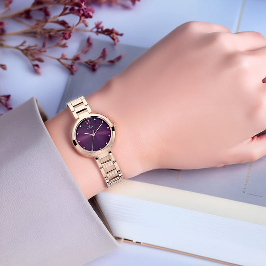 Titan Sparkle Purple Dial Analog Stainless Steel Strap Watch for Women