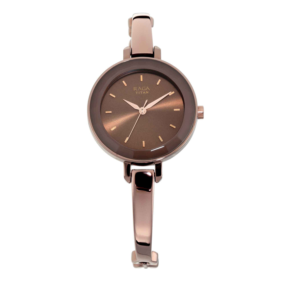 Titan Raga Brown Dial Metal Strap Analog Watch for Women