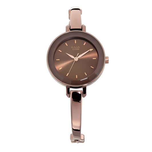 Titan Raga Brown Dial Metal Strap Analog Watch for Women