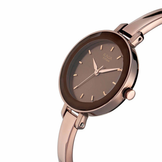 Titan Raga Brown Dial Metal Strap Analog Watch for Women