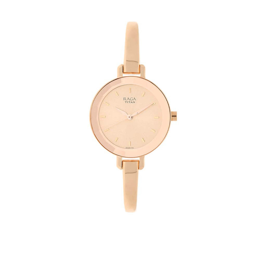 Titan Raga Viva Quartz Analog Rose Gold Round Dial Rose Gold Metal Strap Watch For Women