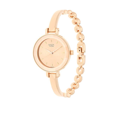Titan Raga Viva Quartz Analog Rose Gold Round Dial Rose Gold Metal Strap Watch For Women