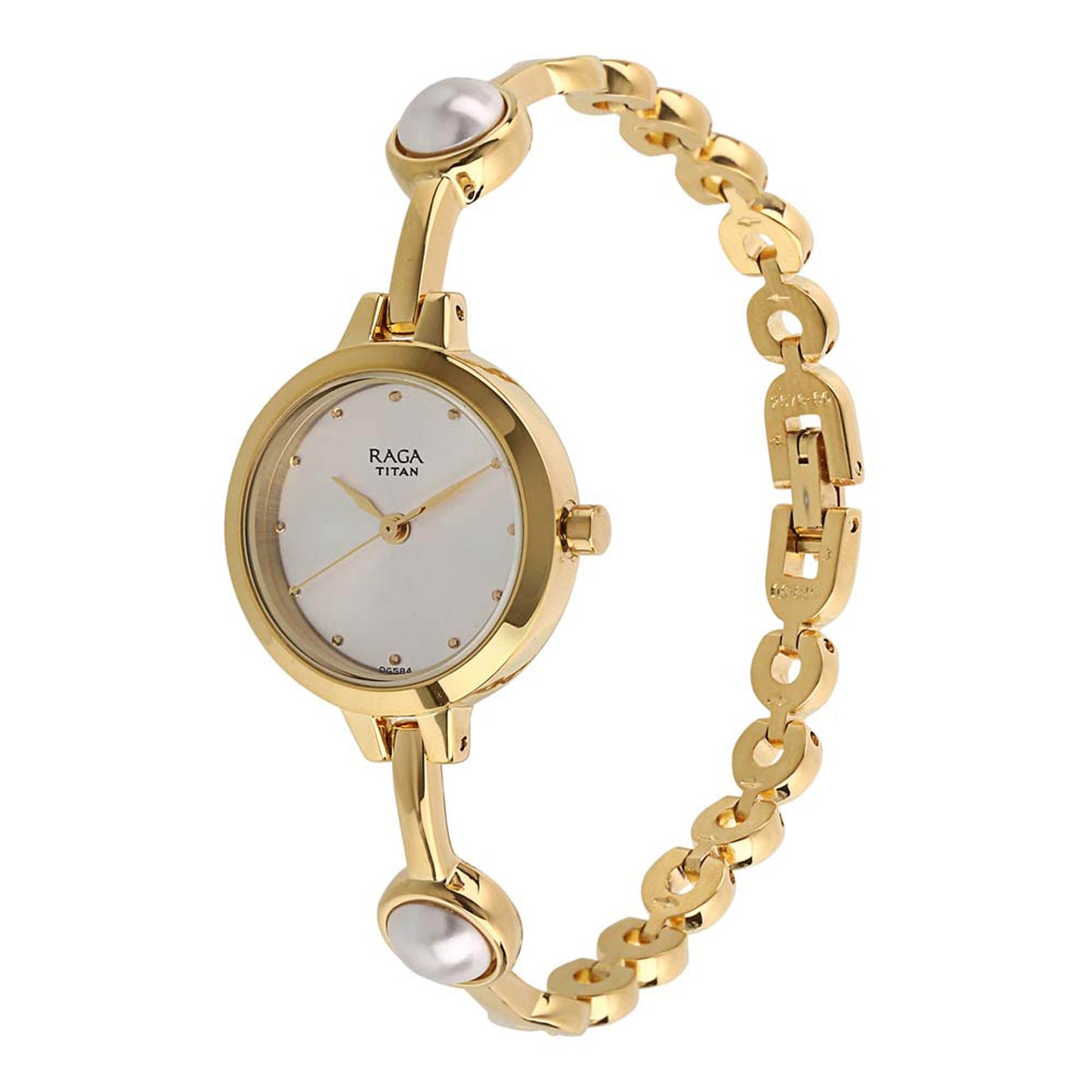 Titan Quartz Analog White Dial Metal Strap Watch for Women