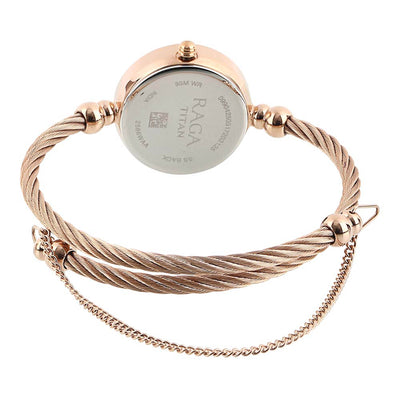 Titan Quartz Analog White Dial Metal Strap Watch for Women