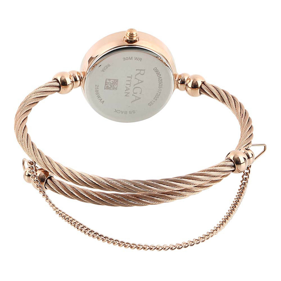 Titan Quartz Analog White Dial Metal Strap Watch for Women