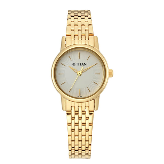 Titan Quartz Analog White Dial Metal Strap Watch for Women