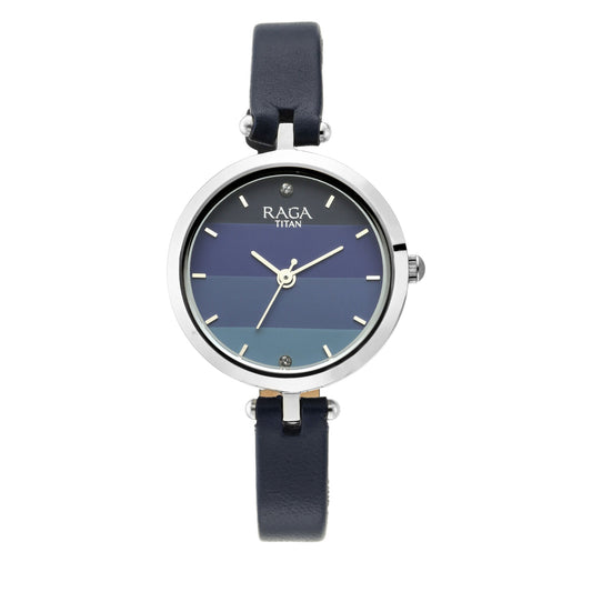 Titan Raga Viva Blue Dial Analog Leather Strap watch for Women