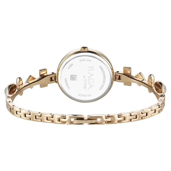 Titan Raga Viva Champagne Dial Gold Metal Strap Analog Watch for Women