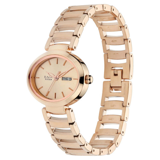 Raga Viva Rose Gold Dial Metal Strap Watch