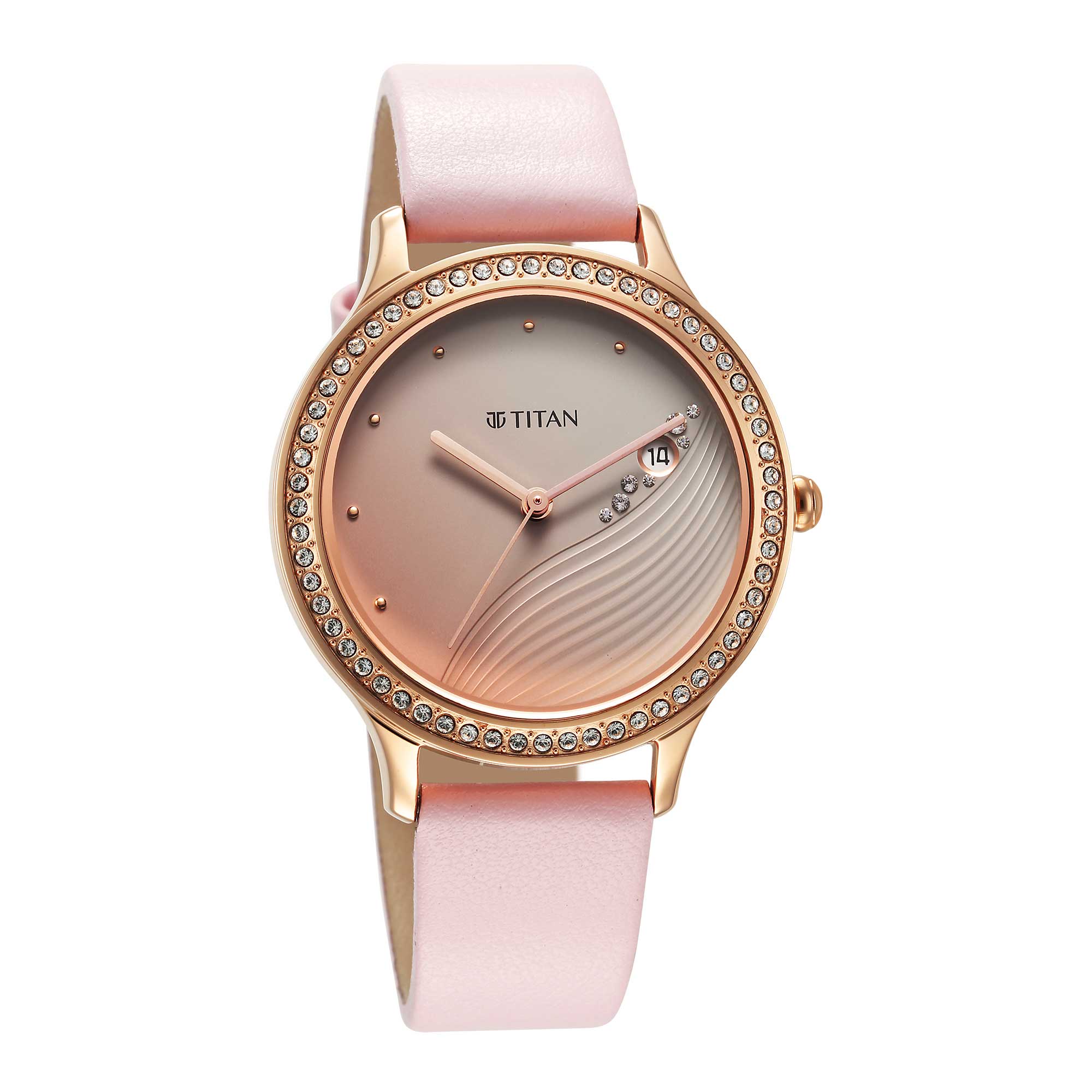 Titan Purple Glam It Up Pink Dial Analog Strap Watch for Women