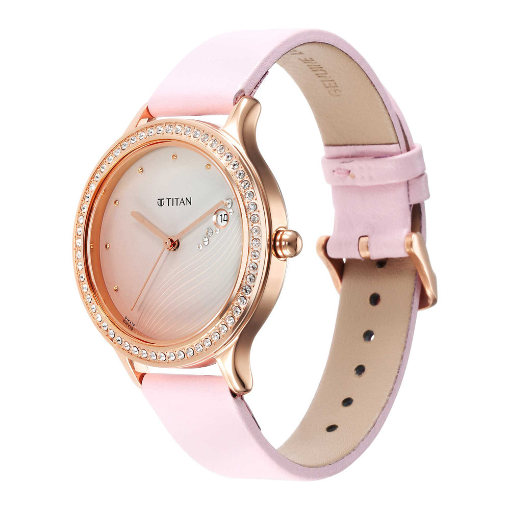 Titan Purple Glam It Up Pink Dial Analog Strap Watch for Women
