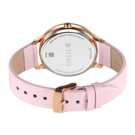 Titan Purple Glam It Up Pink Dial Analog Strap Watch for Women