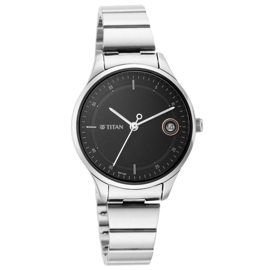 Workwear Black Dial Silver Stainless Steel Strap Watch