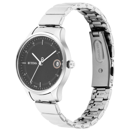 Workwear Black Dial Silver Stainless Steel Strap Watch