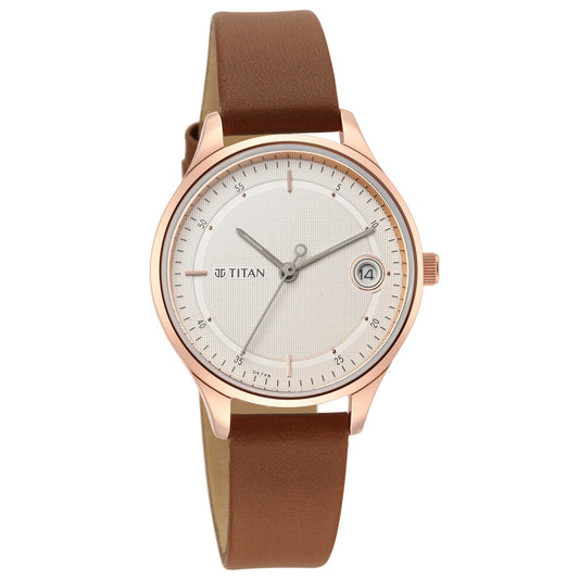 Workwear Silver Dial Brown Leather Strap Watch