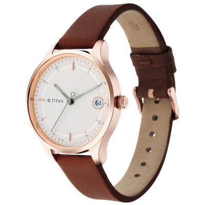 Workwear Silver Dial Brown Leather Strap Watch