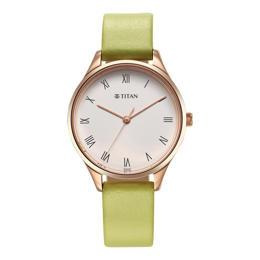 Titan Workwear Green Leather Strap watch for Women