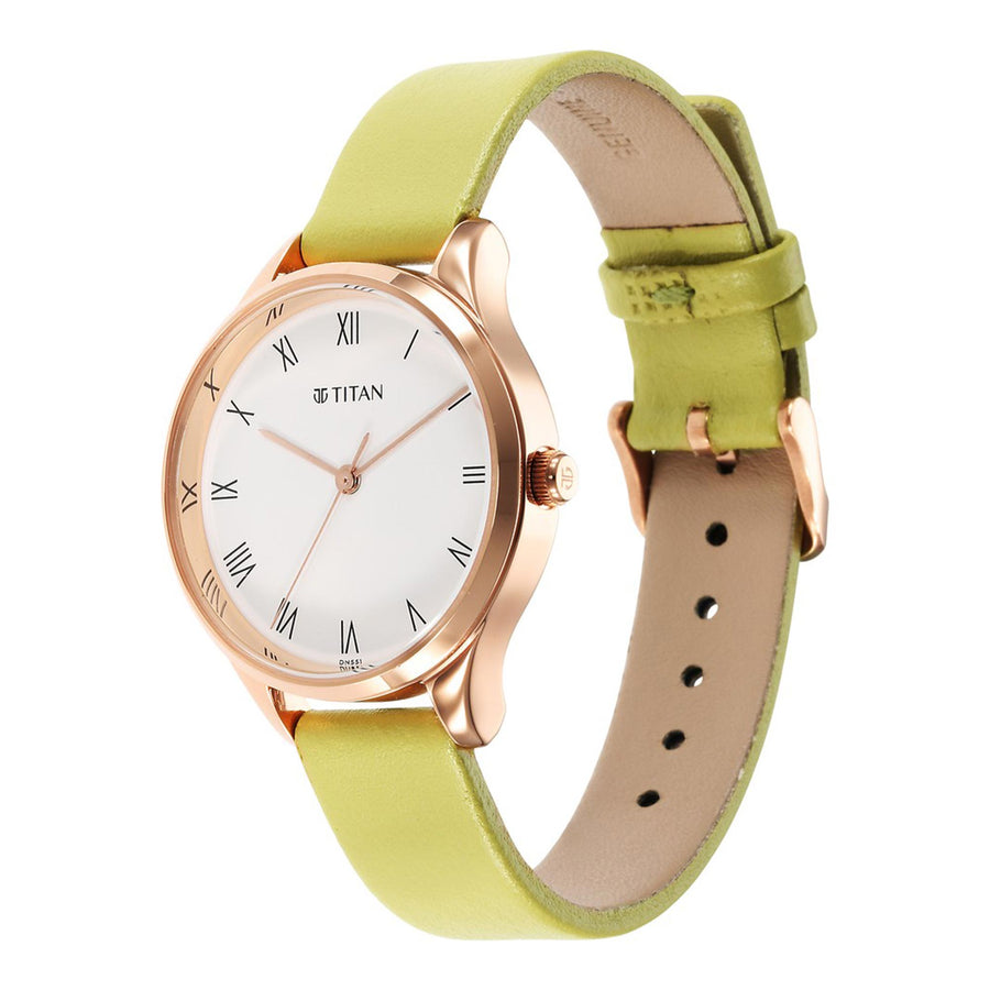 Titan Workwear Green Leather Strap watch for Women