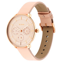 Workwear Rose Gold Dial Red Leather Strap Watch