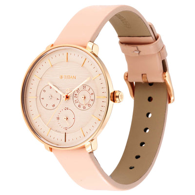 Workwear Rose Gold Dial Red Leather Strap Watch