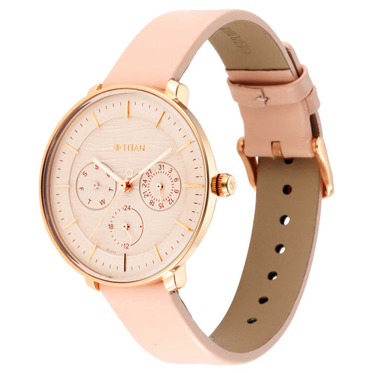 Workwear Rose Gold Dial Red Leather Strap Watch
