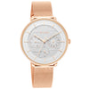 Titan Silver Dial Rose Gold Metal Strap Multifunction Watch for Women