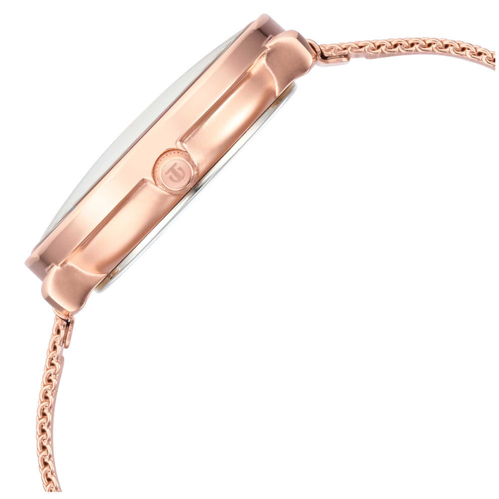 Titan Silver Dial Rose Gold Metal Strap Multifunction Watch for Women