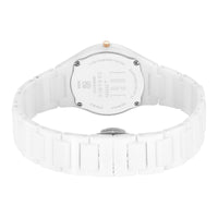 Titan Edge Ceramic Quartz in Arctic White with Diamonds and Rich Mother Of Pearl Dial Watch for Women