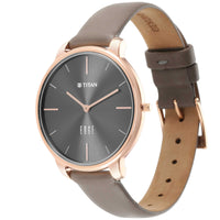 Women Edge Black Dial Black Leather Strap Watch
