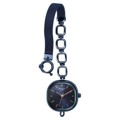 Titan Raga Blue Rectangular Dial Metal Strap Analog Watch for Women