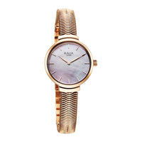 Titan Raga Mother of Pearl Dial Rose Gold Metal Strap Analog Watch for Women