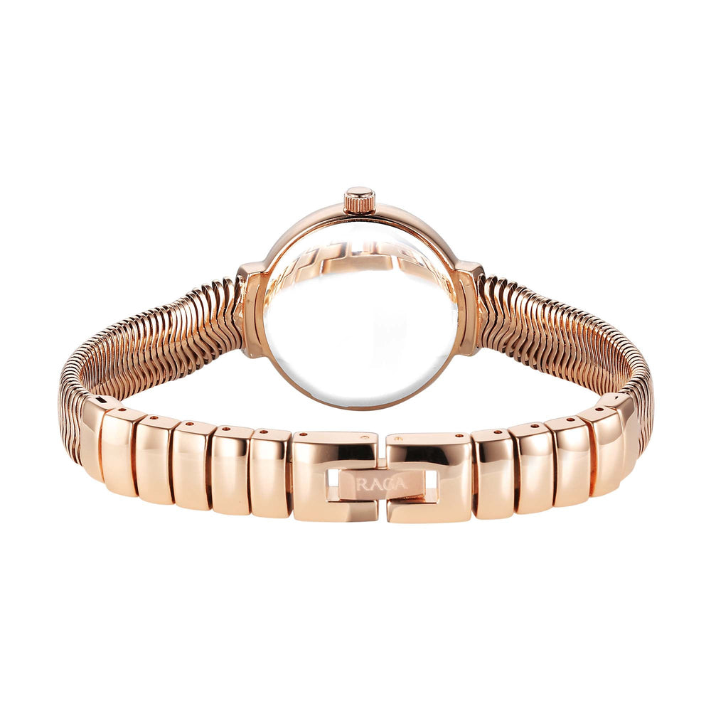 Titan Raga Mother of Pearl Dial Rose Gold Metal Strap Analog Watch for Women