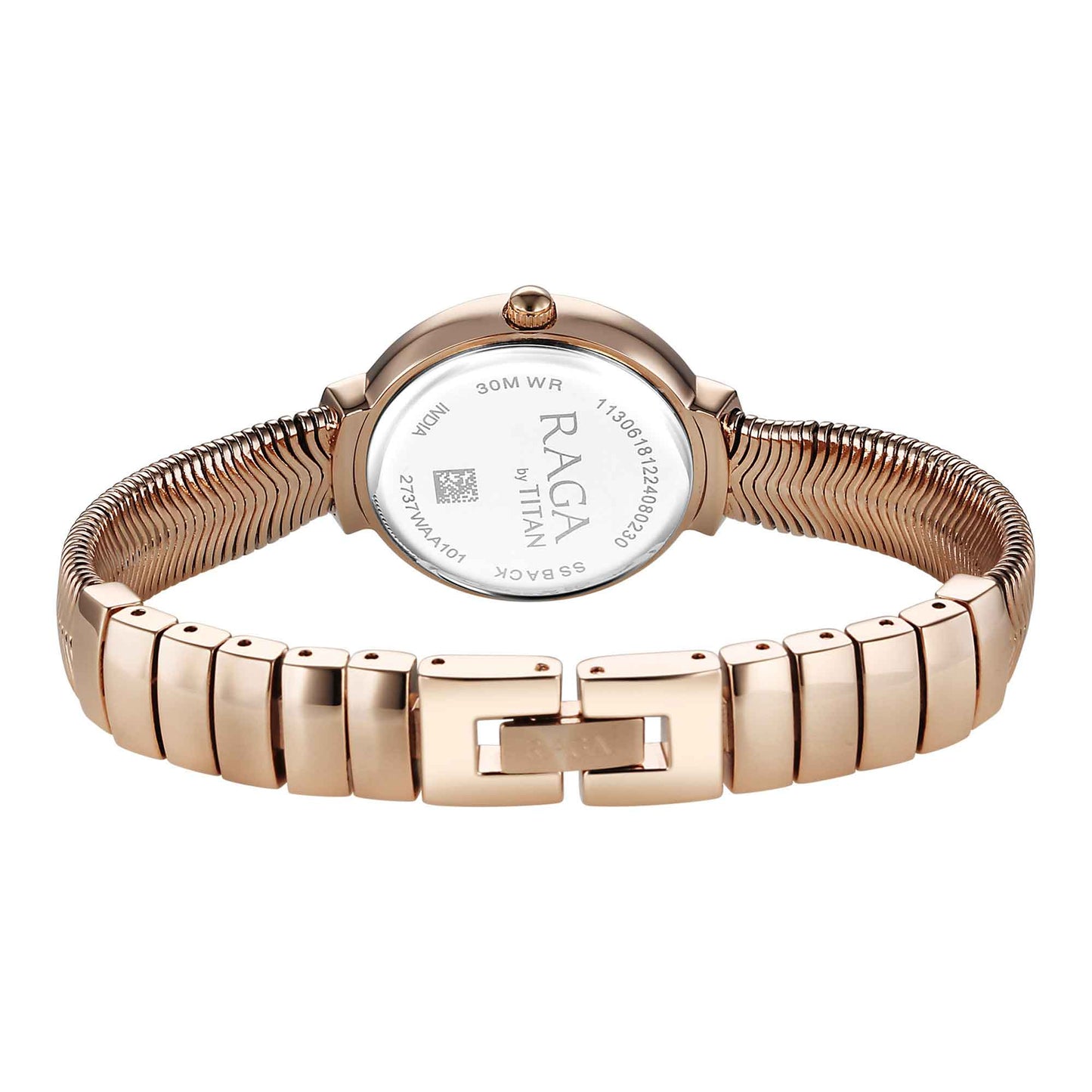 Titan Raga Mother of Pearl Dial Rose Gold Metal Strap Analog Watch for Women